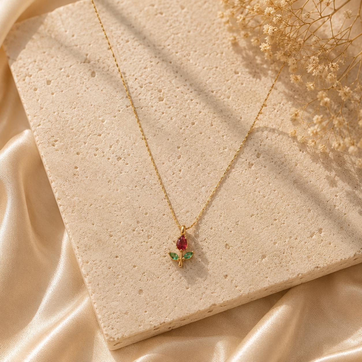 Red-Tulip-Gem-Necklace-Featured Red Tulip Gem Necklace